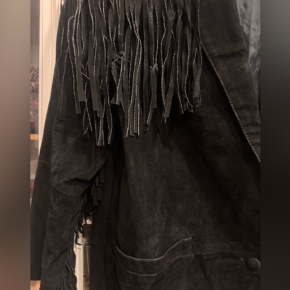 Vintage Black Suede Fringe Western Jacket – Size M - Picture 4 of 7